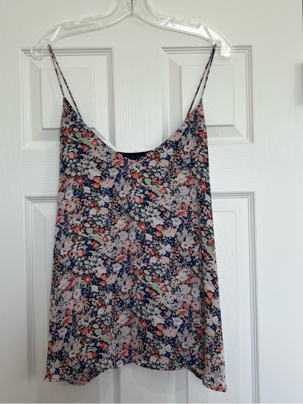 LOFT Floral Spaghetti-Strap Cami in Pink, Navy and Green